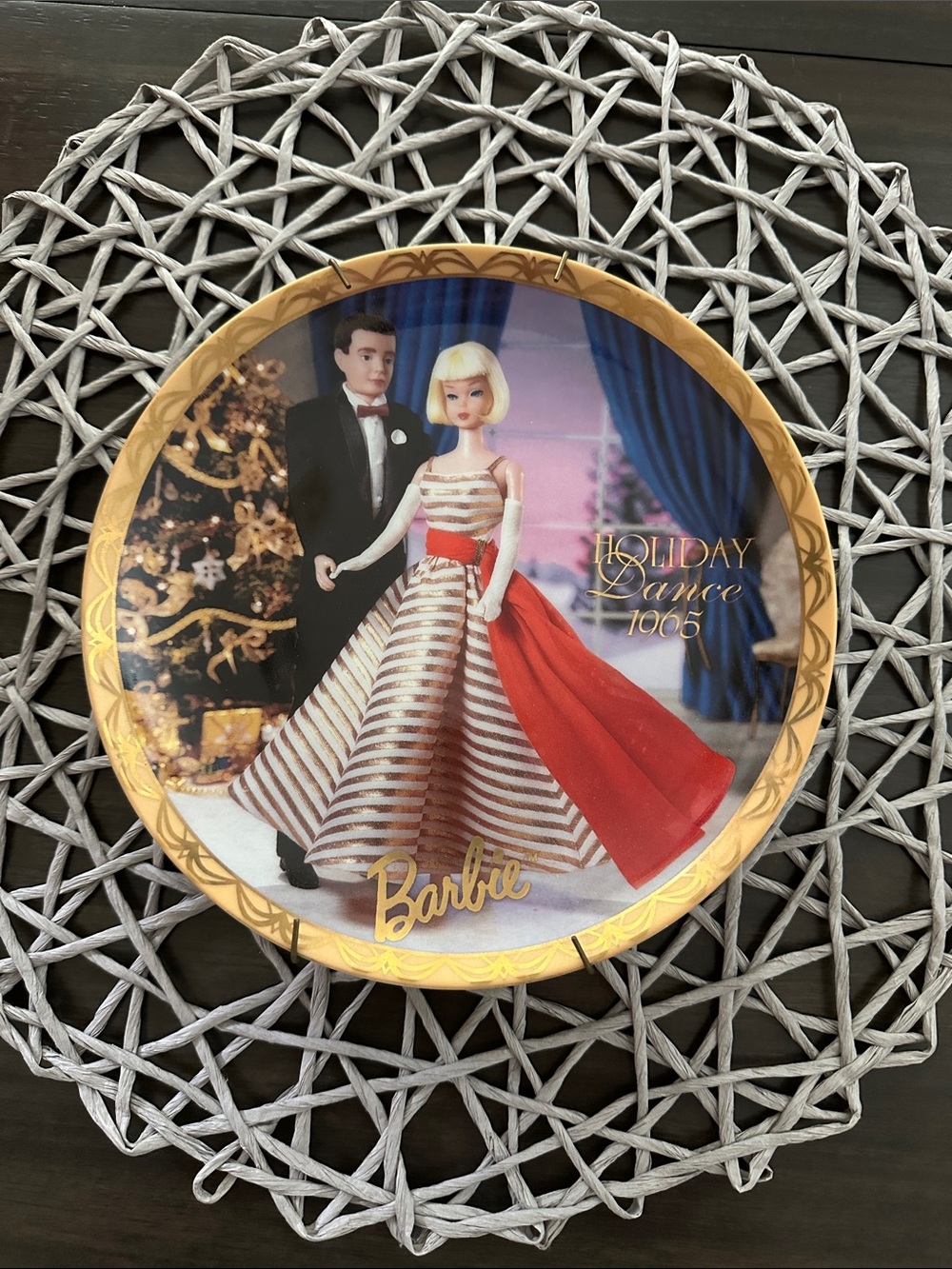 Barbie Gold & Red Holiday Dance Collector Party Plate